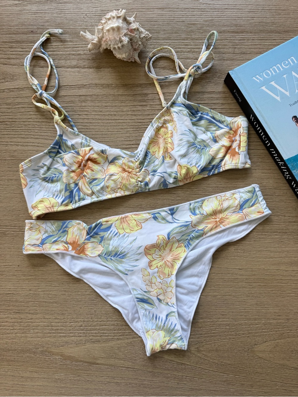 Ripcurl Women’s Floral Bikini Set - Yellow & Blue Tropical Print